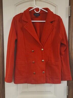 Level Eight Women's Red Double-Breasted Blazer Jacket Size XL